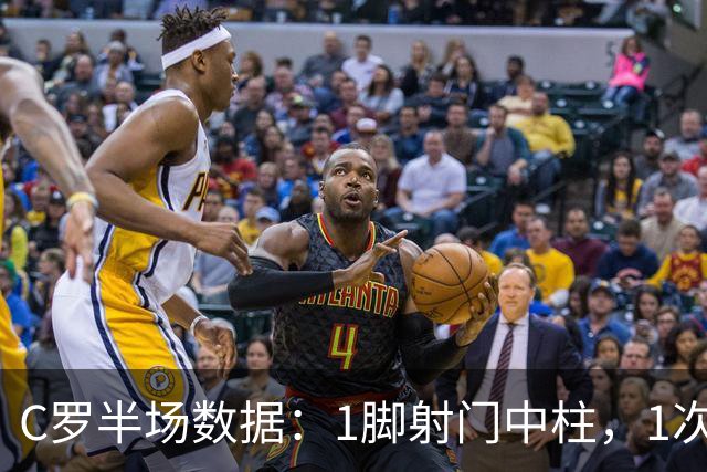 C罗半场数据：1脚射门中柱，1次过人，9次触球2次丢球，评分6.6
